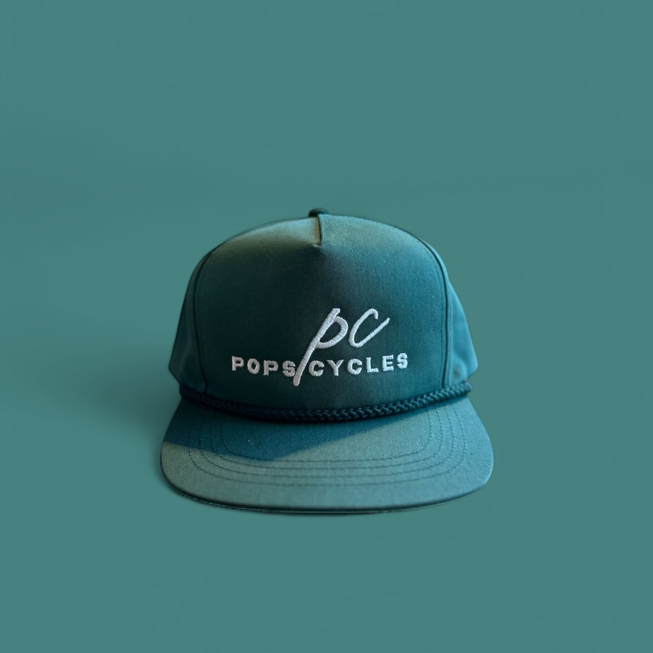 Pops Cycles Green 5 Panel Rope Hat