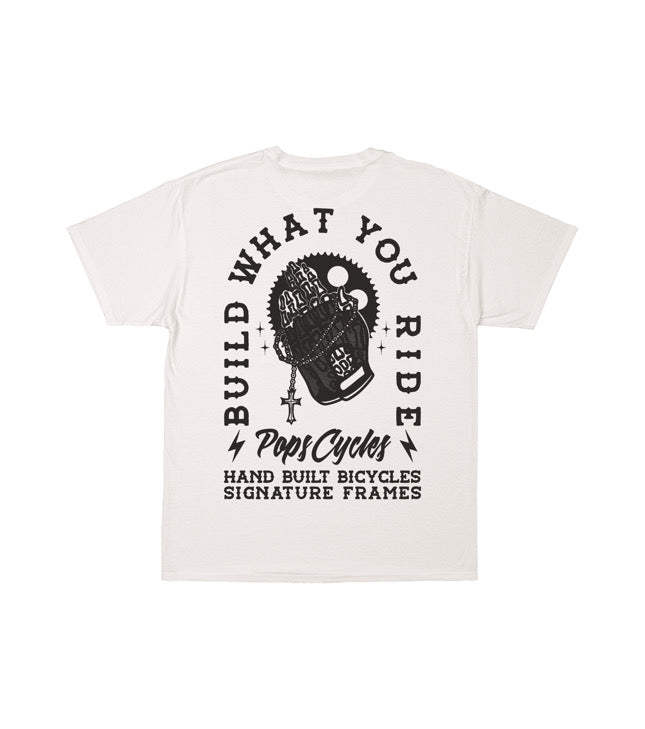 Pops Cycles Builder Prayer Hands SS Tee