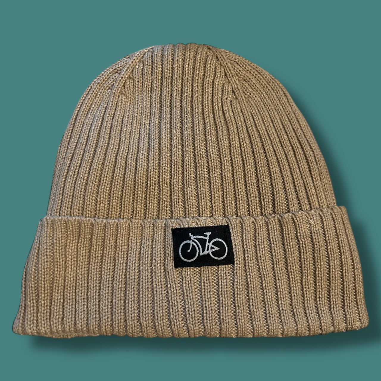 Pops Cycles Beige Ribbed Beanie