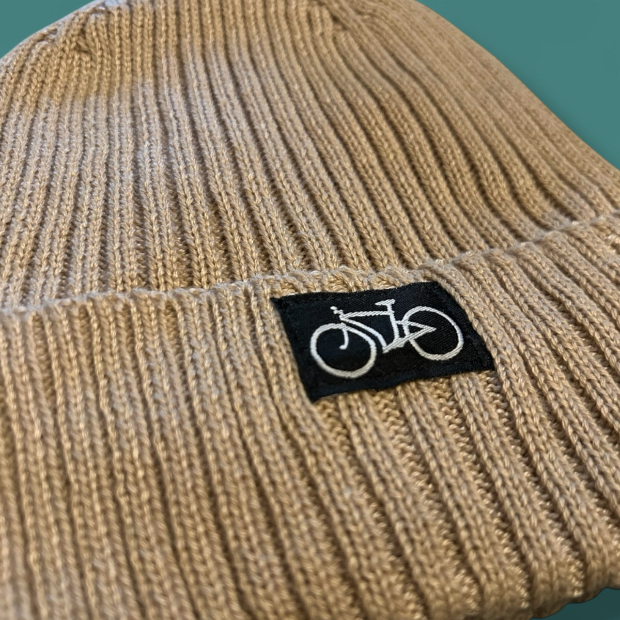 Pops Cycles Beige Ribbed Beanie