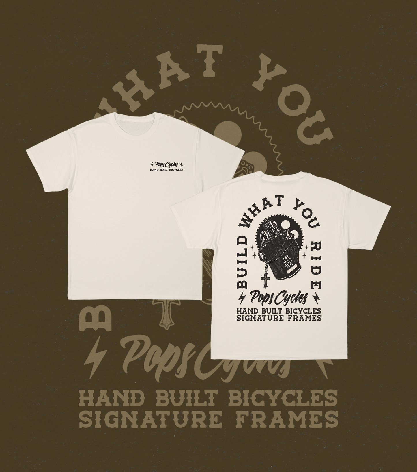 Pops Cycles Builder Prayer Hands SS Tee